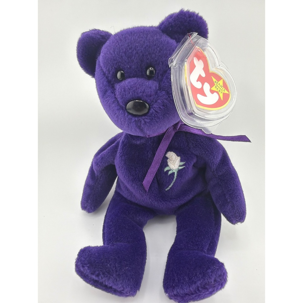 Ty Princess Beanie Baby Purple Diana Bear OS Vintage Retro 90s Collectible